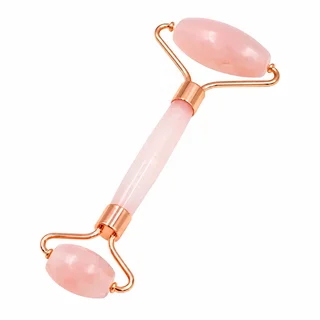 Roller facial de quartzo rosa